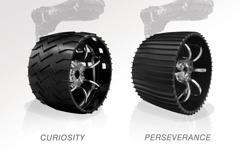 A Curiosity és a Perseverance kerekeinek összehasonlítása